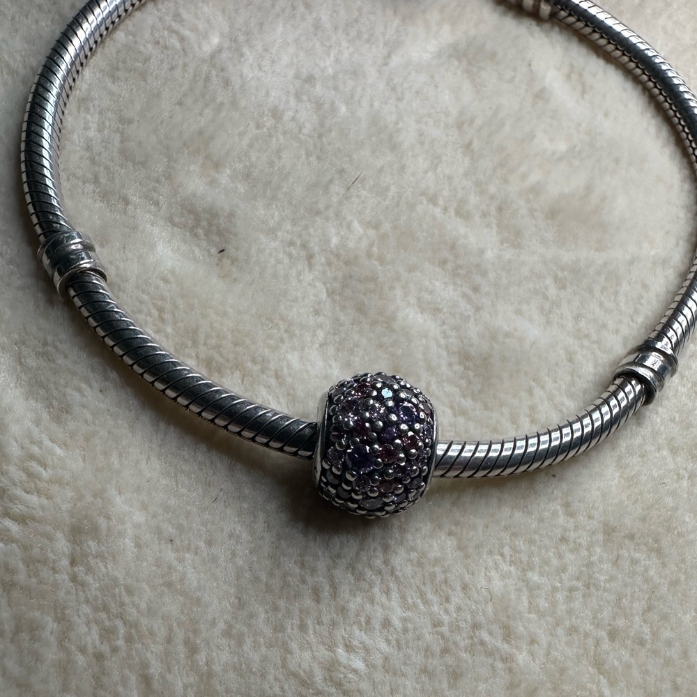 Pandora Pink and Purple Pavé Lights Mosaic Charm Retired #791261ACZMX ALE 925